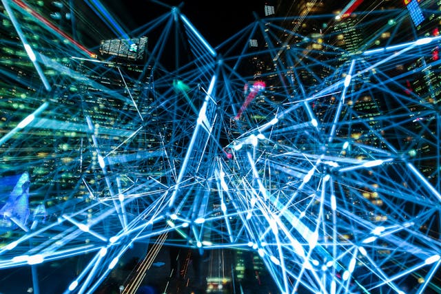 Abstract digital network connections and futuristic technology background